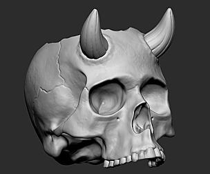 SKULL POT WITH HORNS
