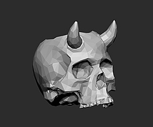 SKULL POT WITH HORNS(LOW POLY VERSION)