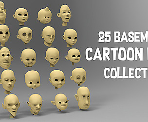25 basemesh cartoon head collection