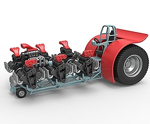 Pulling tractor with 7 engines V8 Scale 1:25