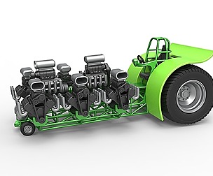 Pulling tractor with 8 engines V8 Scale 1:25
