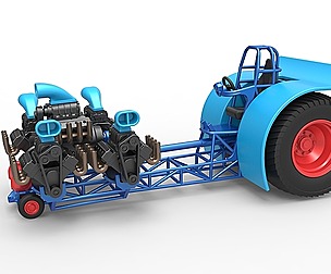 Pulling tractor with 5 V8 Version 3 Scale 1:25