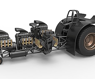 Pulling tractor 5 engines V8 Version 4 Scale 1:25