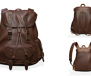 Leather backpack with 2 straps styles