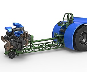 Pulling tractor 3 engines V8 Version 6 Scale 1:25