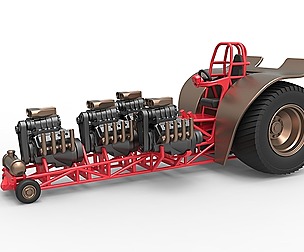 Pulling tractor 4 engines V8 Version 5 Scale 1:25