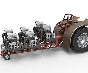 Pulling tractor 6 engines V8 Version 3 Scale 1:25