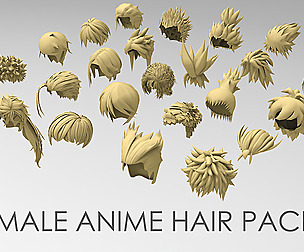25 male anime hair pack 2