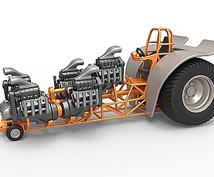Pulling tractor 5 engines V8 Version 6 Scale 1:25
