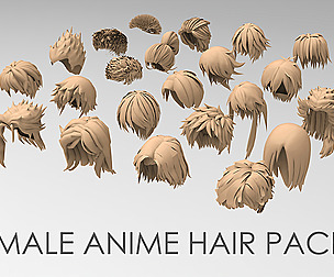 25 male anime hair pack 3