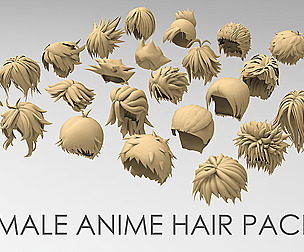 25 male anime hair pack 4