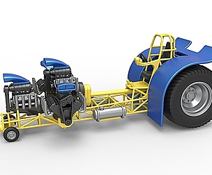 Pulling tractor 4 engines V8 Version 6 Scale 1:25