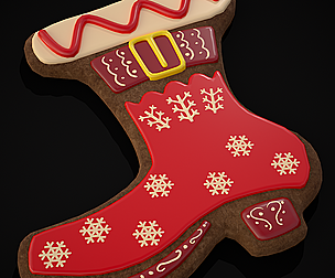 Red White Decorated Gingerbread Boot