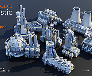 Futuristic City Kitbash (Factory) Vol 2