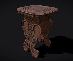 Exquisite Mahogany Carved Wood Stool