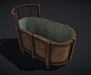 Rustic Medieval Wood Bathtub