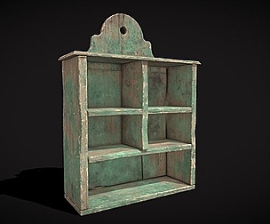 Rustic Green Painted Wood Shelf