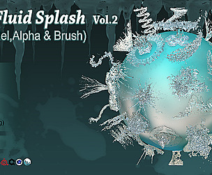 140 Fluid Splash 3D Model IMM Brush & Alpha Vol 2