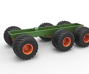 Old school monster truck chassis 6x6 Scale 1:25