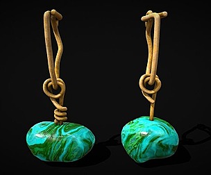 Gold Hand Made Malachite Stone Earrings