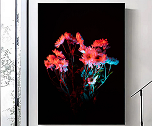 Neon Printable Wall Art, Neon Flower Wall Art
