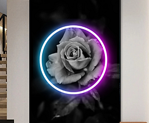 Neon Flower Wall Art, Nature Wall Art