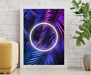 Neon Printable Wall Art, Elegant Flower Painting