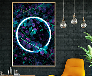 Neon Flower Wall Art, Elegant Flower Painting
