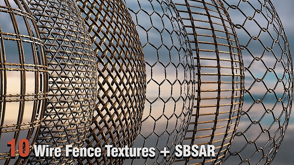 10 Wire Fence Textures + .SBSAR