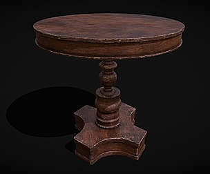 Mahogany Medieval Antique Pedestal Round Table