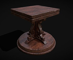 Medieval Mahogany Antique Square Table
