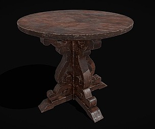 Mahogany Medieval Antique Round Table