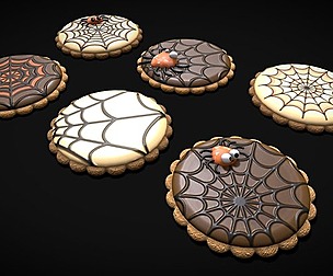 Six Round Spider Web Cookies