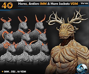 40 Horns, Antlers IMM & Horn Sockets VDM  Vol 02