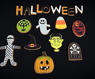 Halloween Cookies Sets One Two Three and Letters