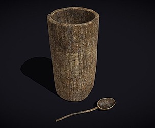 Rustic Wooden Cylinder Bucket and Spoon