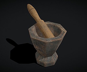 Medieval Wooden Mortar and Pestle