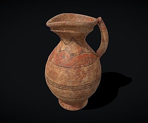 Decorated Medieval Earthenware Pitcher
