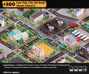 Low Poly City Asset Library (+300 Objects)