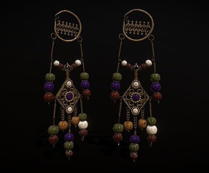 Medieval Hanging Bead Tassel Earrings