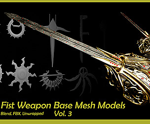 25 Fist Weapon Base Mesh Collection - Vol.03