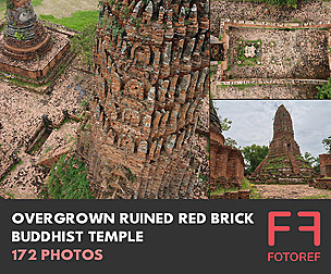Overgrown Ruined Red Brick Buddhist Temple