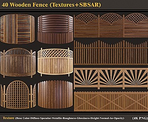 40 Wooden Fence(Textures+SBSAR)