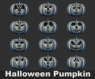 12 Halloween Pumpkin Base Mesh Vol 3