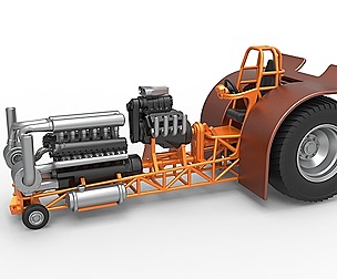 Pulling tractor with V12 and V8 engines Scale 1:25