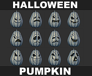 12 Halloween Pumpkin Base Mesh Vol 4