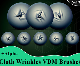Cloth Wrinkles VDM Brushes + Alpha Vol 7