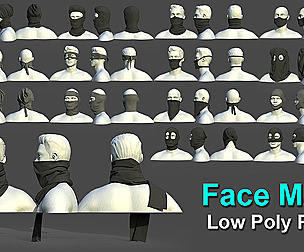 15 Face Mask Low Poly Pack With UV