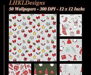 Christmas Printable Pages, Seamless Digital Papers