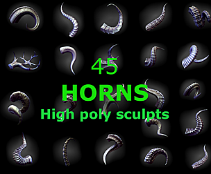 45 HORNS high poly sculpts